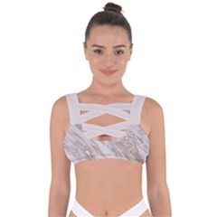 Marble With Metallic Gold Intrusions On Gray White Stone Texture Pastel Rose Pink Background Bandaged Up Bikini Top by genx