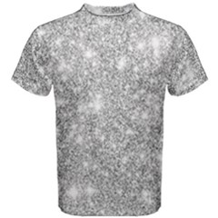 Silver And White Glitters Metallic Finish Party Texture Background Imitation Men s Cotton Tee by genx