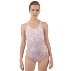 Rose Gold Pink Glitters Metallic Finish Party Texture Imitation Pattern Cut-out Back One Piece Swimsuit by genx