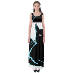 Black Cat & Halloween Skull Empire Waist Maxi Dress by gothicandhalloweenstore