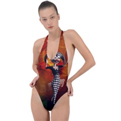 Cute Little Harlequin Backless Halter One Piece Swimsuit by FantasyWorld7