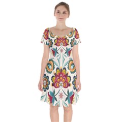 Baatik Print  Short Sleeve Bardot Dress by designsbymallika