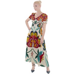 Baatik Print  Button Up Short Sleeve Maxi Dress by designsbymallika