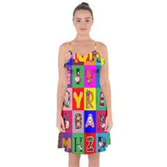 Alphabet Pattern Ruffle Detail Chiffon Dress by designsbymallika