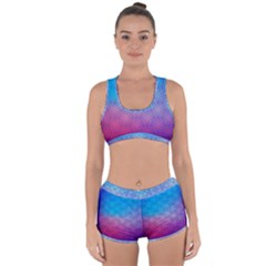 Blue Pink Shade Racerback Boyleg Bikini Set by designsbymallika