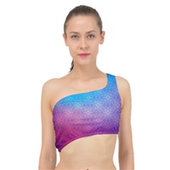 Blue Pink Shade Spliced Up Bikini Top  by designsbymallika