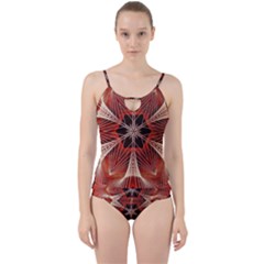 Star Pattern Red Abstract Cut Out Top Tankini Set by Vaneshart