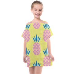 Summer Pineapple Seamless Pattern Kids  One Piece Chiffon Dress by Sobalvarro