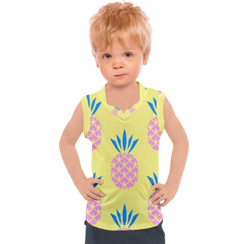Summer Pineapple Seamless Pattern Kids  Mesh Tank Top by Sobalvarro