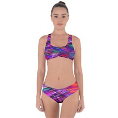 Wave Lines Pattern Abstract Criss Cross Bikini Set by Alisyart