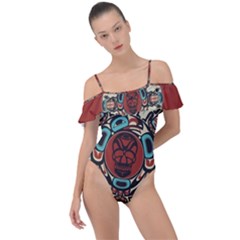 Grateful Dead Pacific Northwest Cover Frill Detail One Piece Swimsuit by Sapixe
