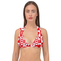 Background Card Checker Chequered Double Strap Halter Bikini Top by Sapixe