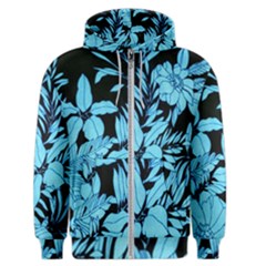 Blue Winter Tropical Floral Watercolor Men s Zipper Hoodie