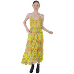Vivid Warm Ornate Pattern Tie Back Maxi Dress by dflcprintsclothing
