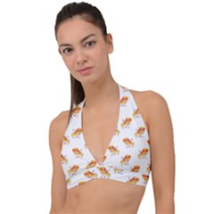 Pizza Pattern Halter Plunge Bikini Top by designsbymallika