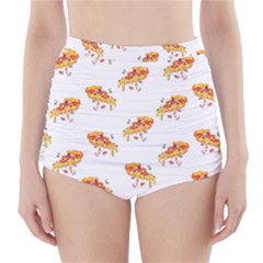 Pizza Pattern High-waisted Bikini Bottoms by designsbymallika