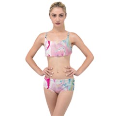 Marble Print Layered Top Bikini Set by designsbymallika