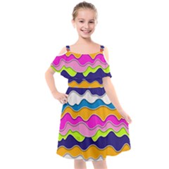 Bubble Liquid Print Kids  Cut Out Shoulders Chiffon Dress by designsbymallika
