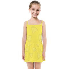 Yellow Pineapple Background Kids  Summer Sun Dress by HermanTelo