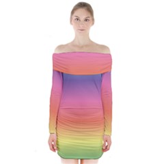 Rainbow Shades Long Sleeve Off Shoulder Dress by designsbymallika