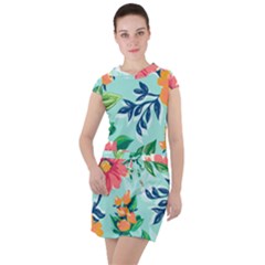 Multi Colour Floral Print Drawstring Hooded Dress by designsbymallika