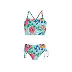 Multi Colour Floral Print Girls  Tankini Swimsuit by designsbymallika