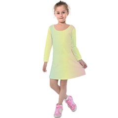 Vertical Rainbow Shade Kids  Long Sleeve Velvet Dress by designsbymallika
