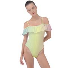 Vertical Rainbow Shade Frill Detail One Piece Swimsuit by designsbymallika