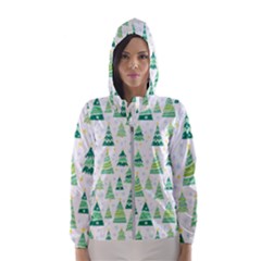 Christmas Tree Pattern Women s Hooded Windbreaker by designsbymallika