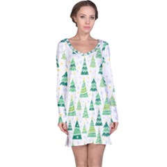 Christmas Tree Pattern Long Sleeve Nightdress by designsbymallika