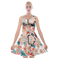 Baatik Floral Print Velvet Skater Dress by designsbymallika
