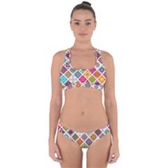 Ethnic Mandala Pattern Cross Back Hipster Bikini Set by designsbymallika