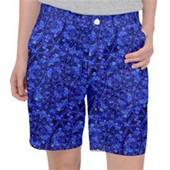 Blue Fancy Ornate Print Pattern Pocket Shorts by dflcprintsclothing