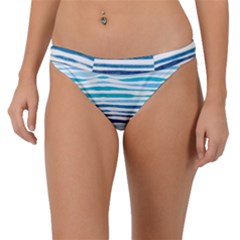 Blue Waves Pattern Band Bikini Bottom by designsbymallika