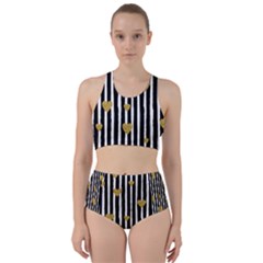Stripes Heart Pattern Racer Back Bikini Set by designsbymallika