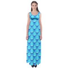 Blue Scale Pattern Empire Waist Maxi Dress by designsbymallika
