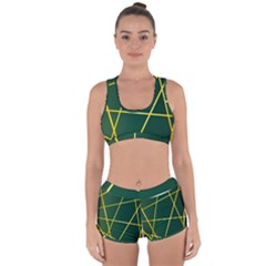 Golden Lines Pattern Racerback Boyleg Bikini Set by designsbymallika