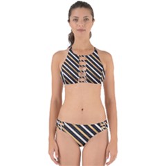 Metallic Stripes Pattern Perfectly Cut Out Bikini Set by designsbymallika