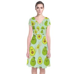 Avocado Love Short Sleeve Front Wrap Dress by designsbymallika