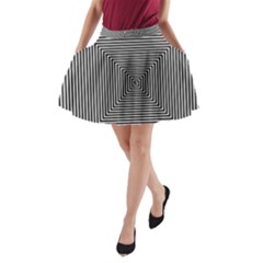 Maze Design Black White Background A-line Pocket Skirt by HermanTelo