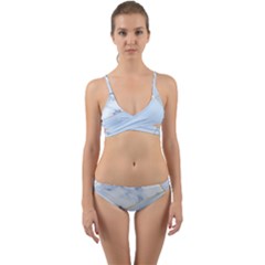 Blue Marble Print Wrap Around Bikini Set by designsbymallika