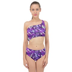 Botanical Violet Print Pattern 2 Spliced Up Two Piece Swimsuit by dflcprintsclothing