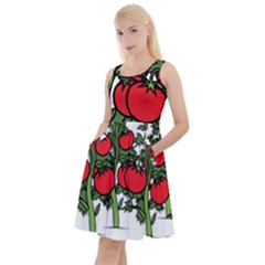 Tomato Garden Vine Plants Red Knee Length Skater Dress With Pockets by HermanTelo