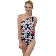 Cute Christmas Seamless Pattern Vector To One Side Swimsuit by Vaneshart