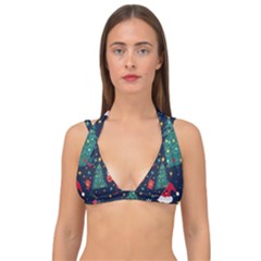 Colorful Funny Christmas Pattern Double Strap Halter Bikini Top by Vaneshart