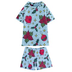 Colorful Funny Christmas Pattern Kids  Swim Tee And Shorts Set by Vaneshart