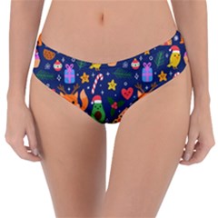 Colorful Funny Christmas Pattern Reversible Classic Bikini Bottoms by Vaneshart