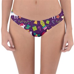 Colorful Funny Christmas Pattern Reversible Hipster Bikini Bottoms by Vaneshart