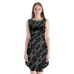 Black And White Ethnic Geometric Pattern Sleeveless Chiffon Dress   by dflcprintsclothing