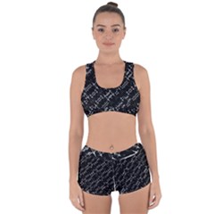 Black And White Ethnic Geometric Pattern Racerback Boyleg Bikini Set by dflcprintsclothing